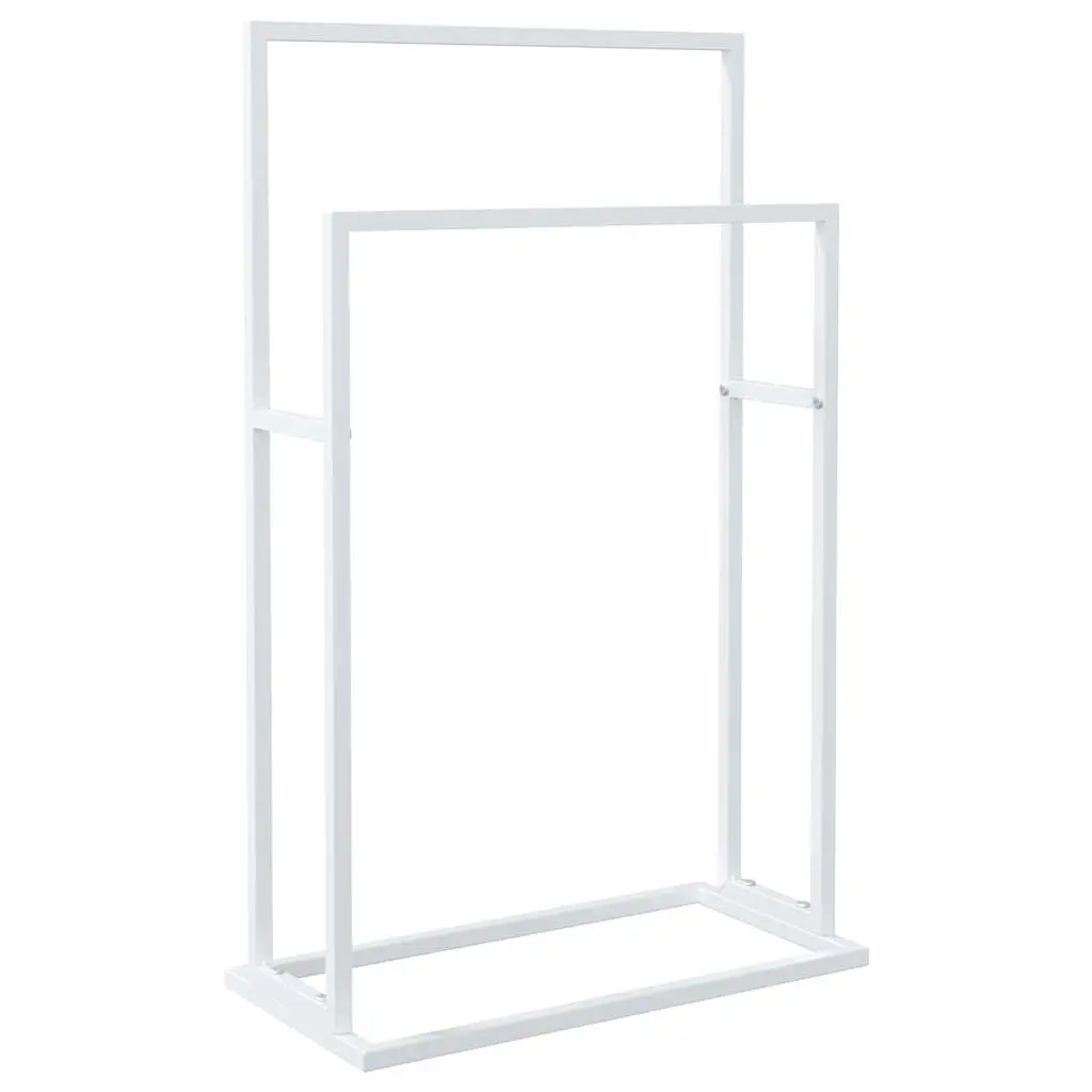 Towel Rack Iron 2-Tier 48L x 24W x 78.5H cm White