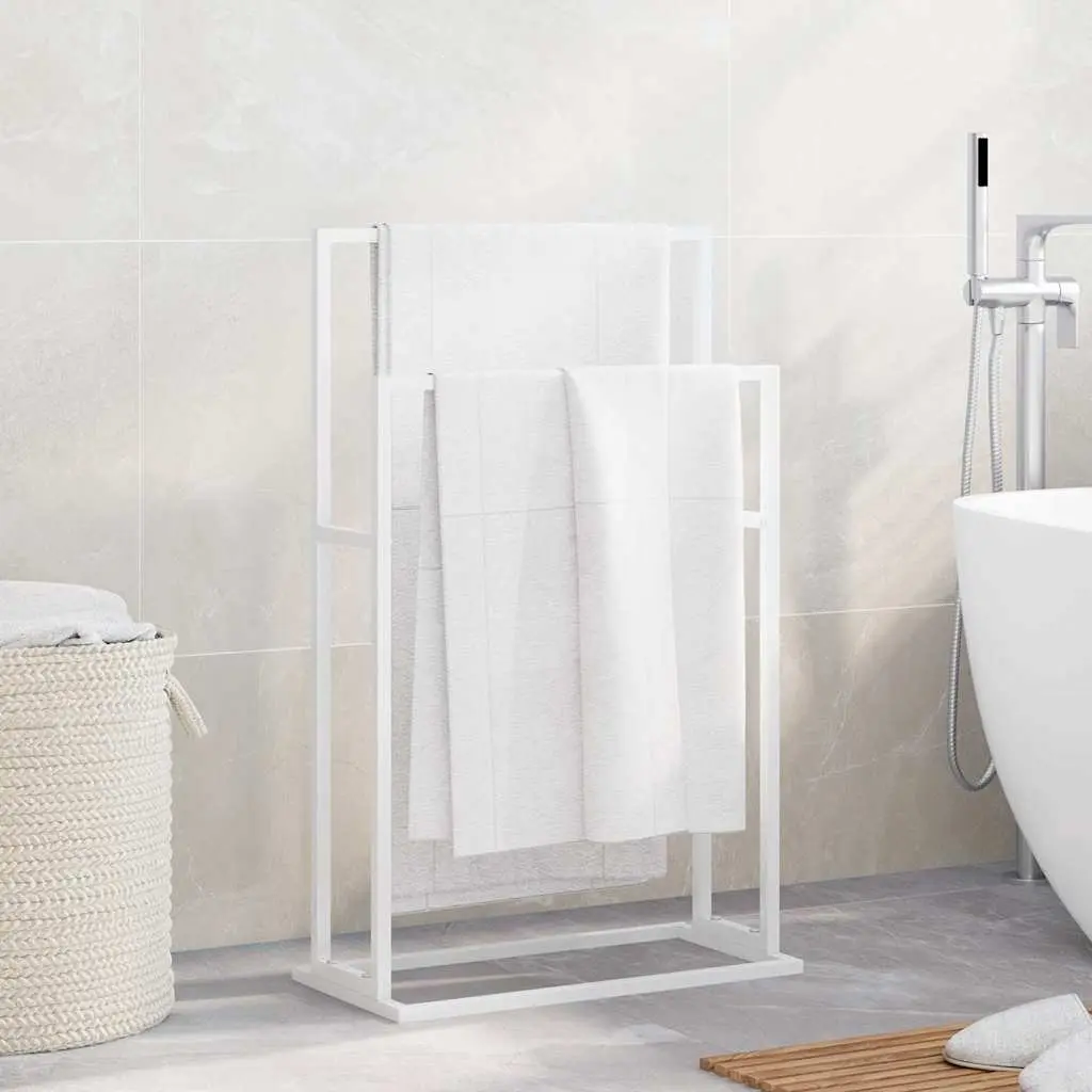 Towel Rack Iron 2-Tier 48L x 24W x 78.5H cm White