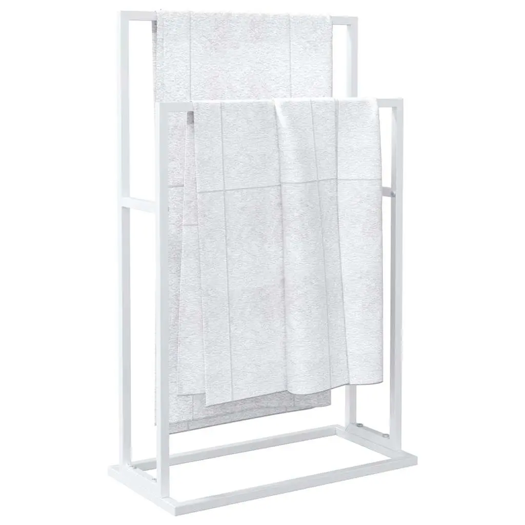 Towel Rack Iron 2-Tier 48L x 24W x 78.5H cm White