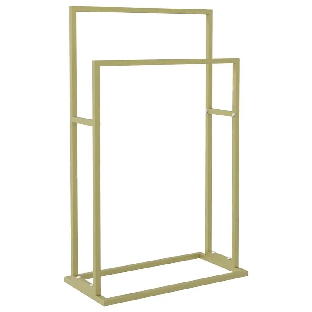Freestanding Towel Rack Iron 2-Tier Gold Bathroom Storage Organiser