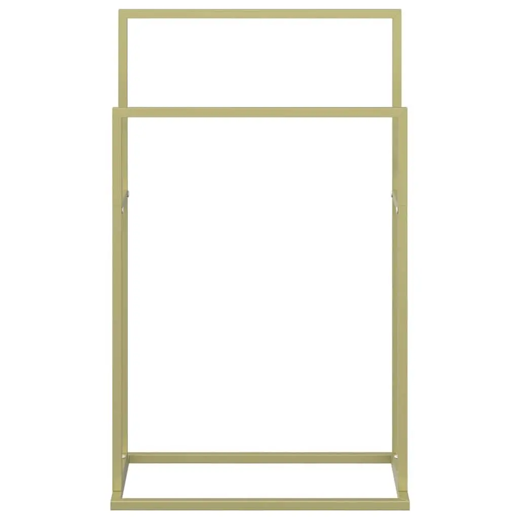 Freestanding Towel Rack Iron 2-Tier Gold Bathroom Storage Organiser