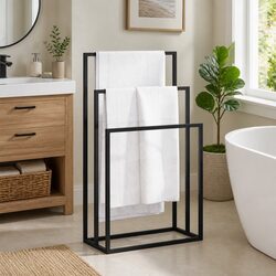 Durable 3-Tier Black Iron Towel Rack for Your Bathroom