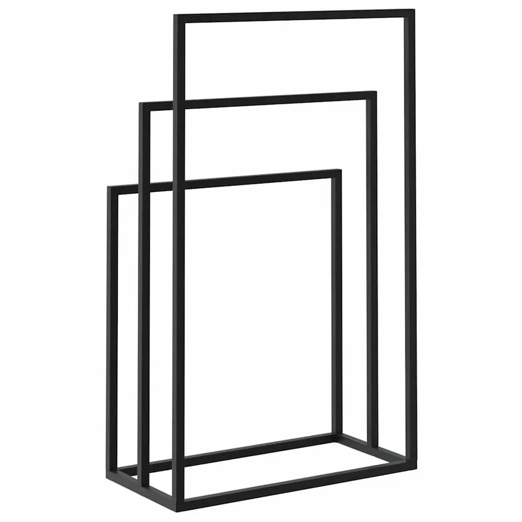Freestanding Towel Rack Iron 3 Tier Black