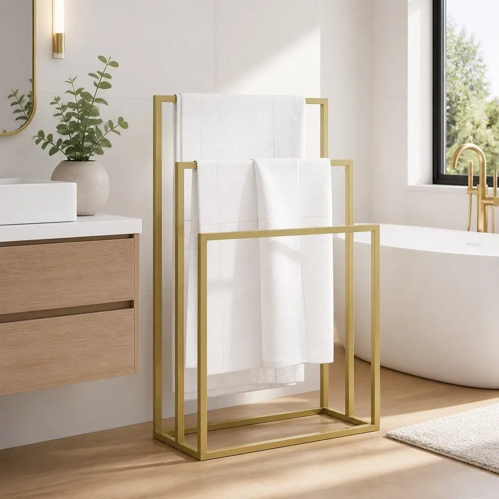 Towel Rack Iron 3 Tier Gold