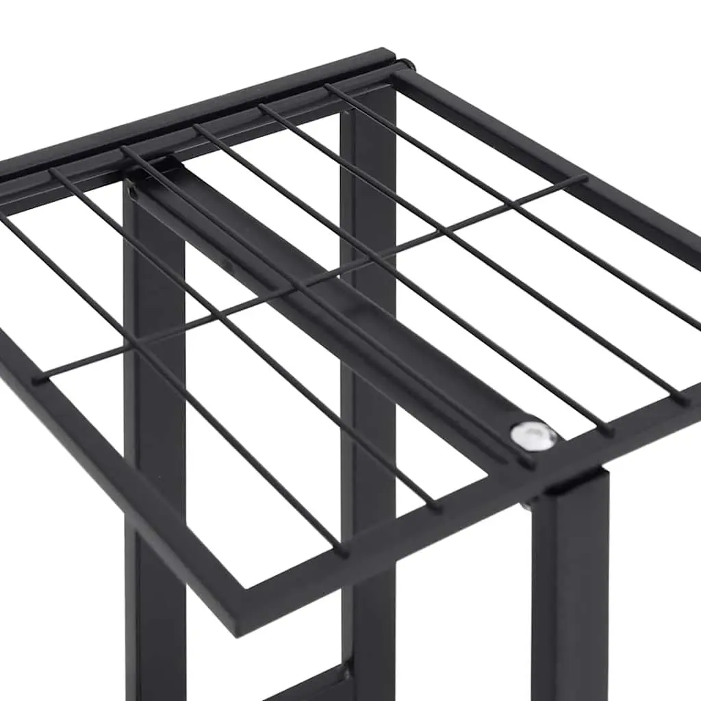 5-Tier Iron Flower Stand with Wheels Black Plant Rack Corner Shelf Display Stand