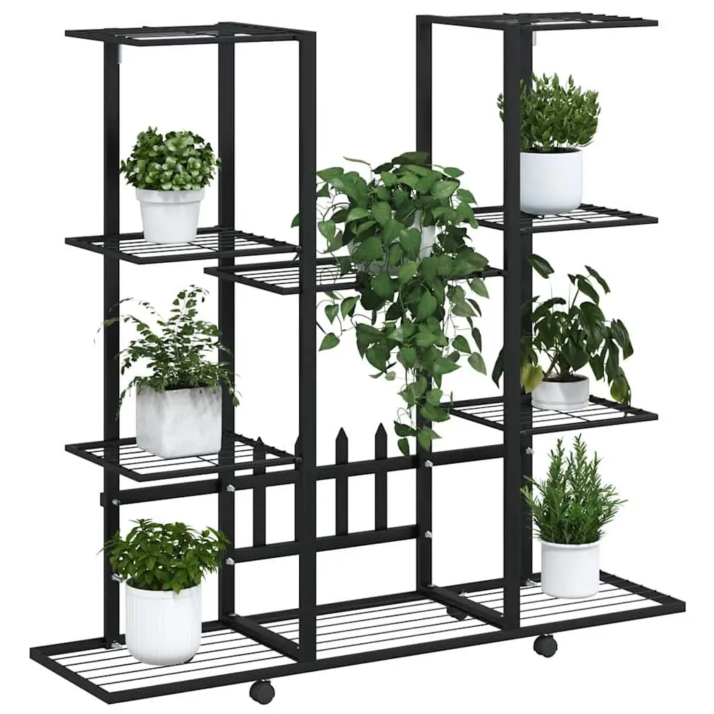 Black Iron Plant Stand on Wheels for Display