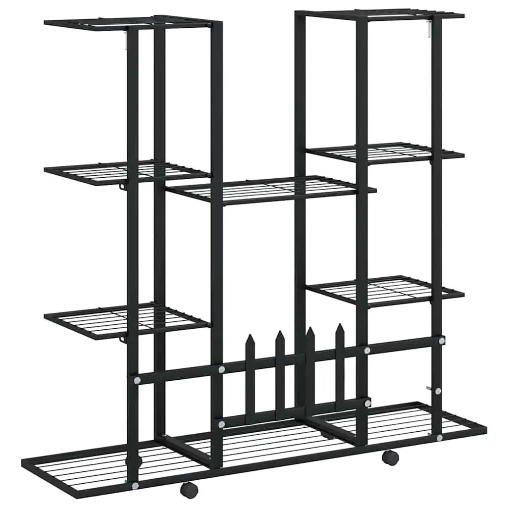 Black Iron Plant Stand on Wheels for Display