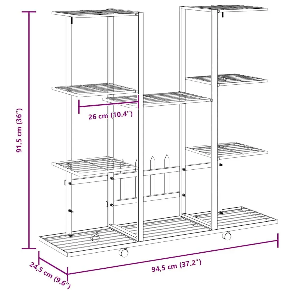 Black Iron Plant Stand on Wheels for Display