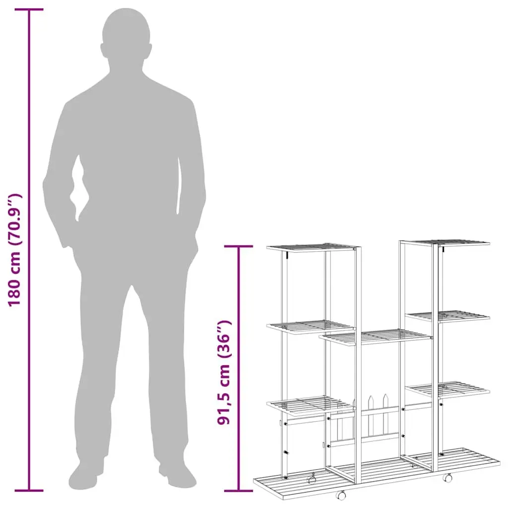 Black Iron Plant Stand on Wheels for Display