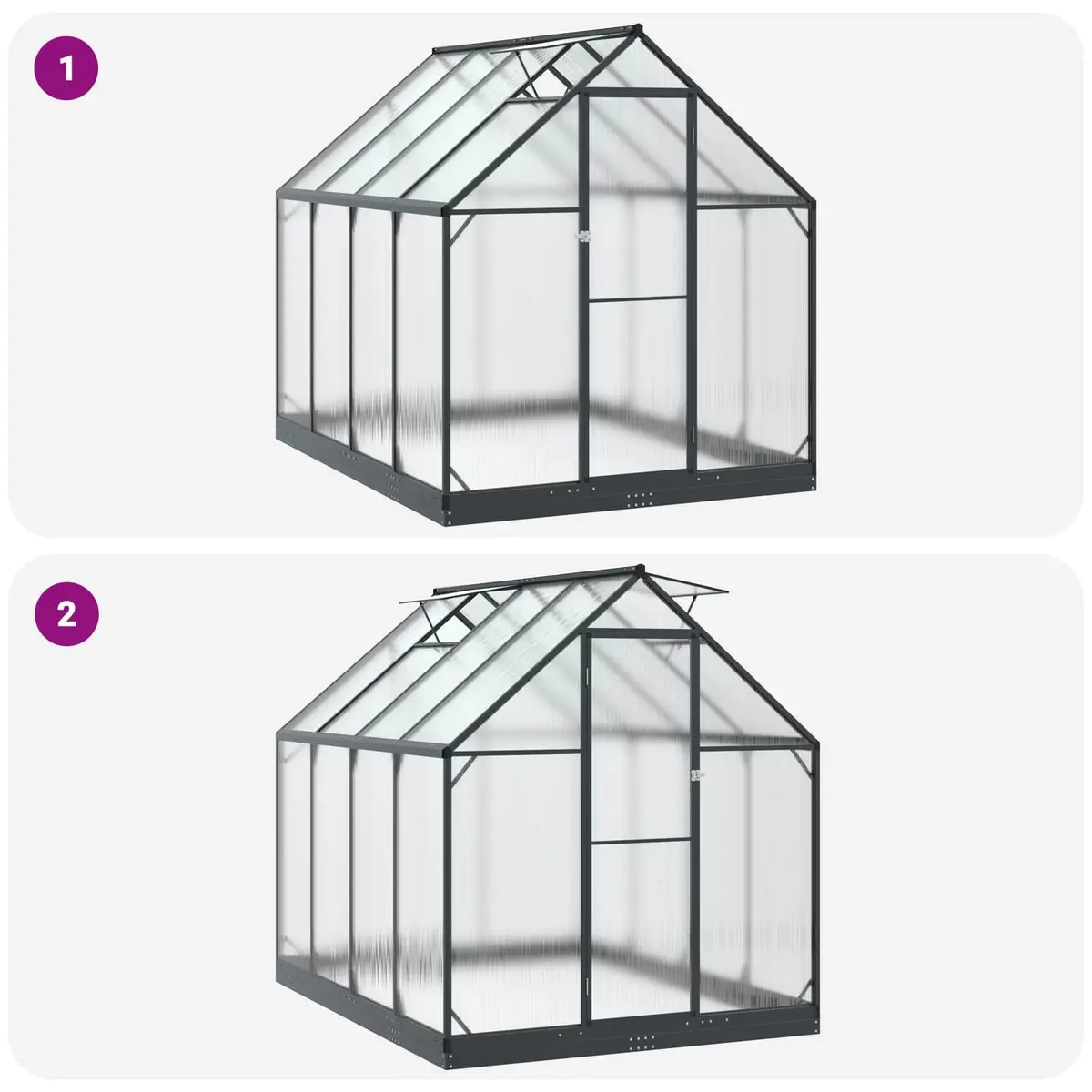 Garden Greenhouse Tunnel Aluminium Galvanised Steel Adjustable Height Anthracite