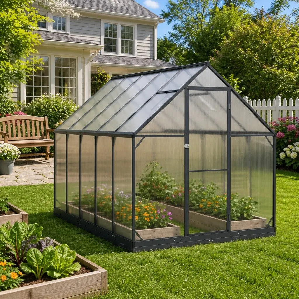 Adjustable Height Anthracite Greenhouse Tunnel for Gardens