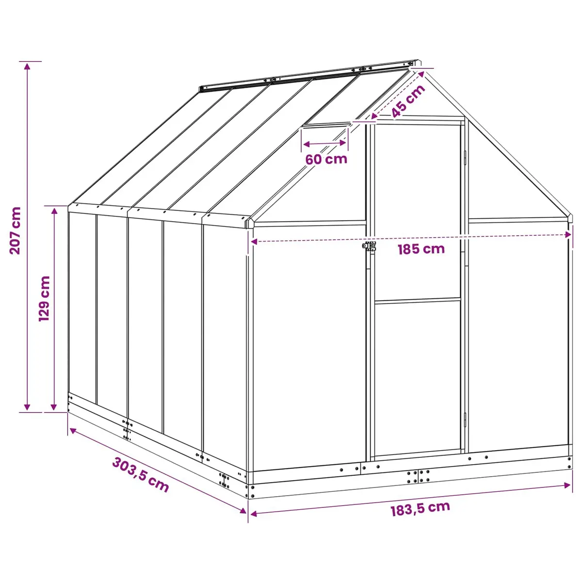 Adjustable Height Anthracite Greenhouse Tunnel for Gardens