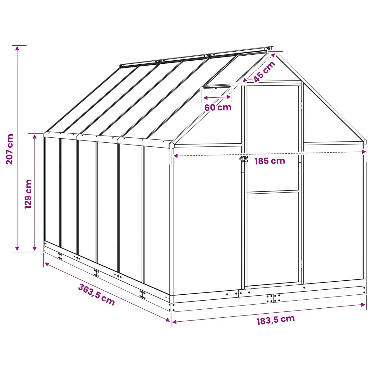 Adjustable Height Anthracite Garden Greenhouse Tunnel
