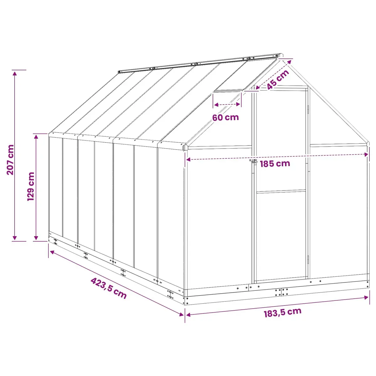 Adjustable Garden Greenhouse Tunnel in Anthracite