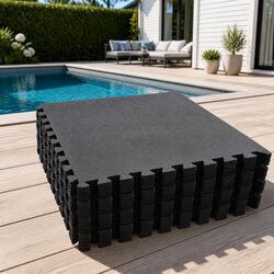 24 Piece Interlocking Black EVA Foam Poolside Tiles