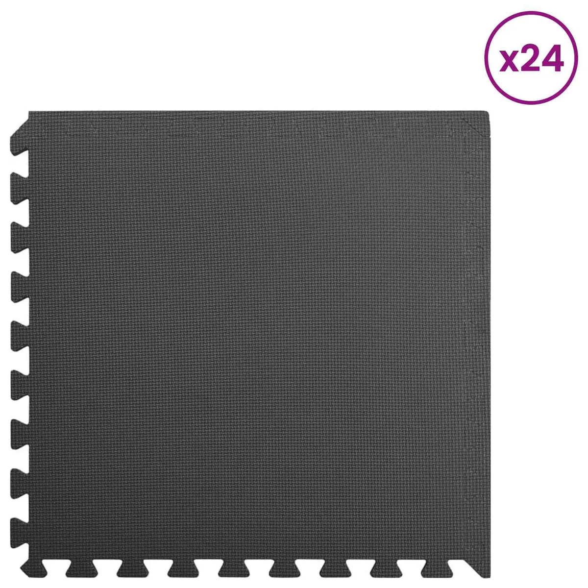 Pool Ground Mat EVA Foam 24 Piece Interlocking Modular Tiles Black