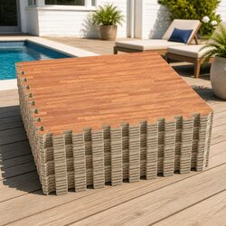 Pool Ground Mat 24 Pieces EVA Foam Modular Interlocking Tiles Poolside Brown
