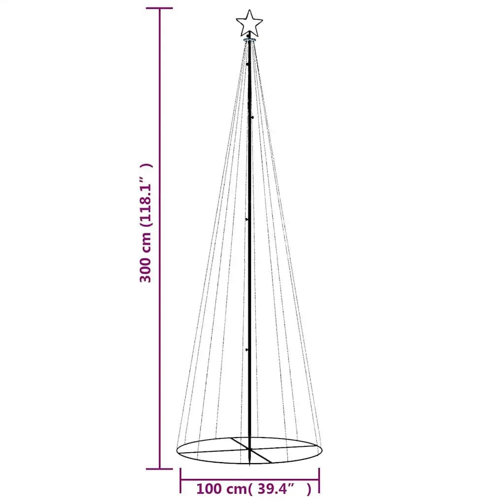 Christmas Cone Tree LED 310 Blue 100cm Diameter 300cm Height Indoor Outdoor Decoration