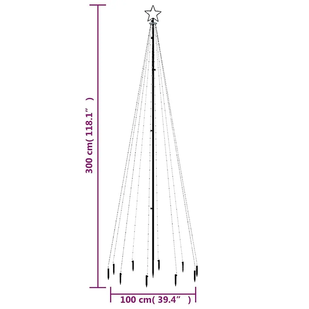 Christmas Tree with 310 Warm White LEDs, 300cm