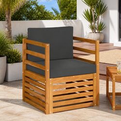 Brown Outdoor Sectional Sofa Set with Acacia Wood