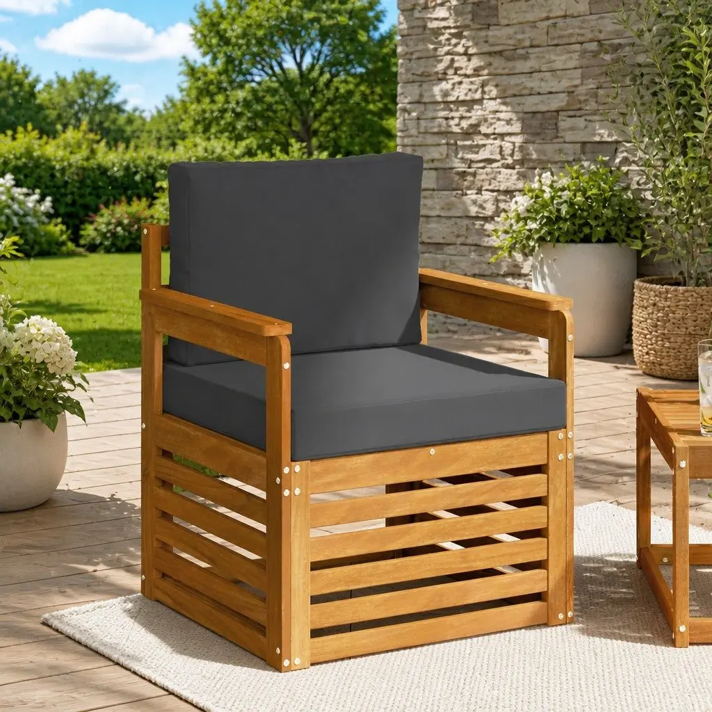 Outdoor Sectional Sofa Set in Brown Wood