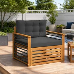 Brown Solid Acacia Wood Outdoor Sectional Sofa Set