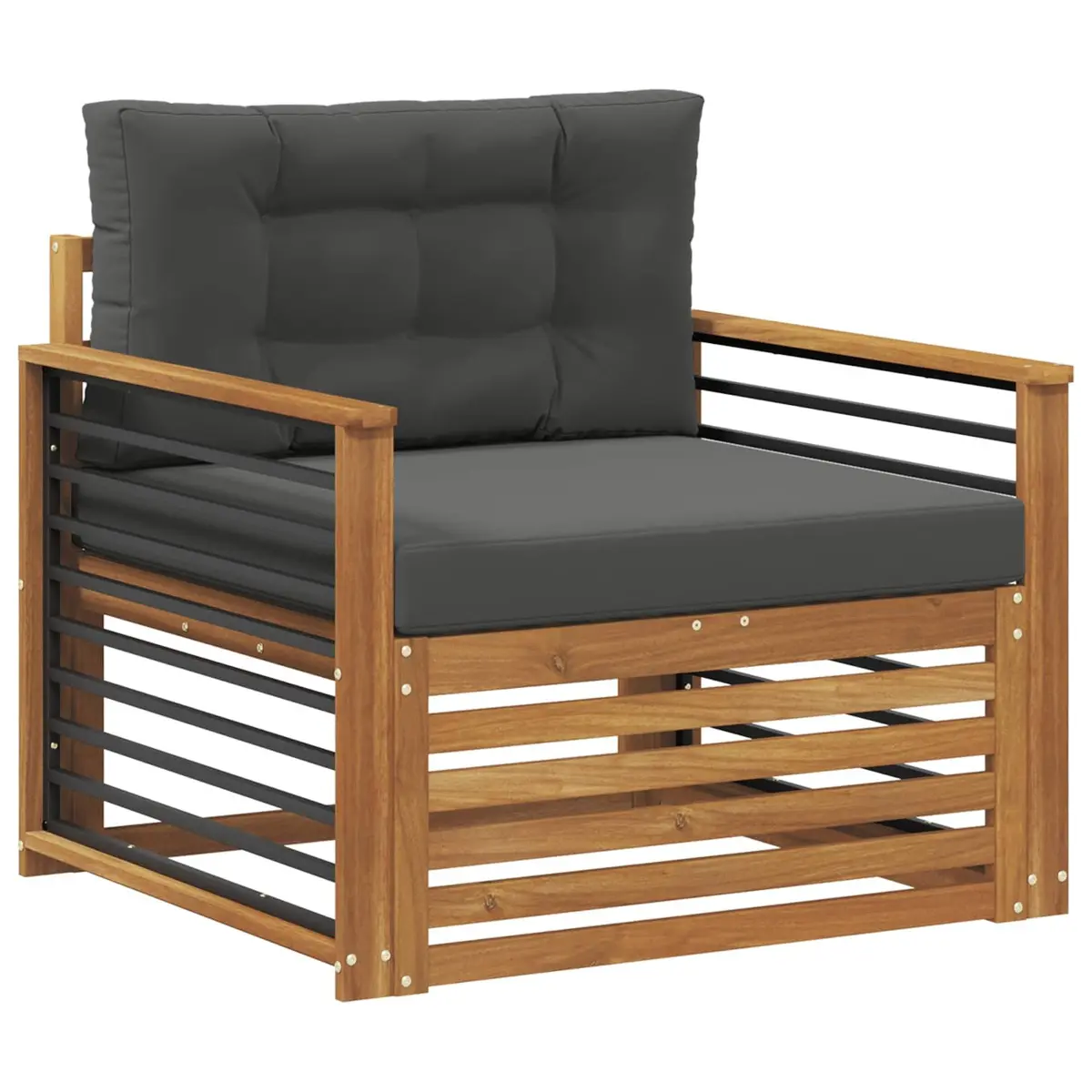 Brown Solid Acacia Wood Outdoor Sectional Sofa Set