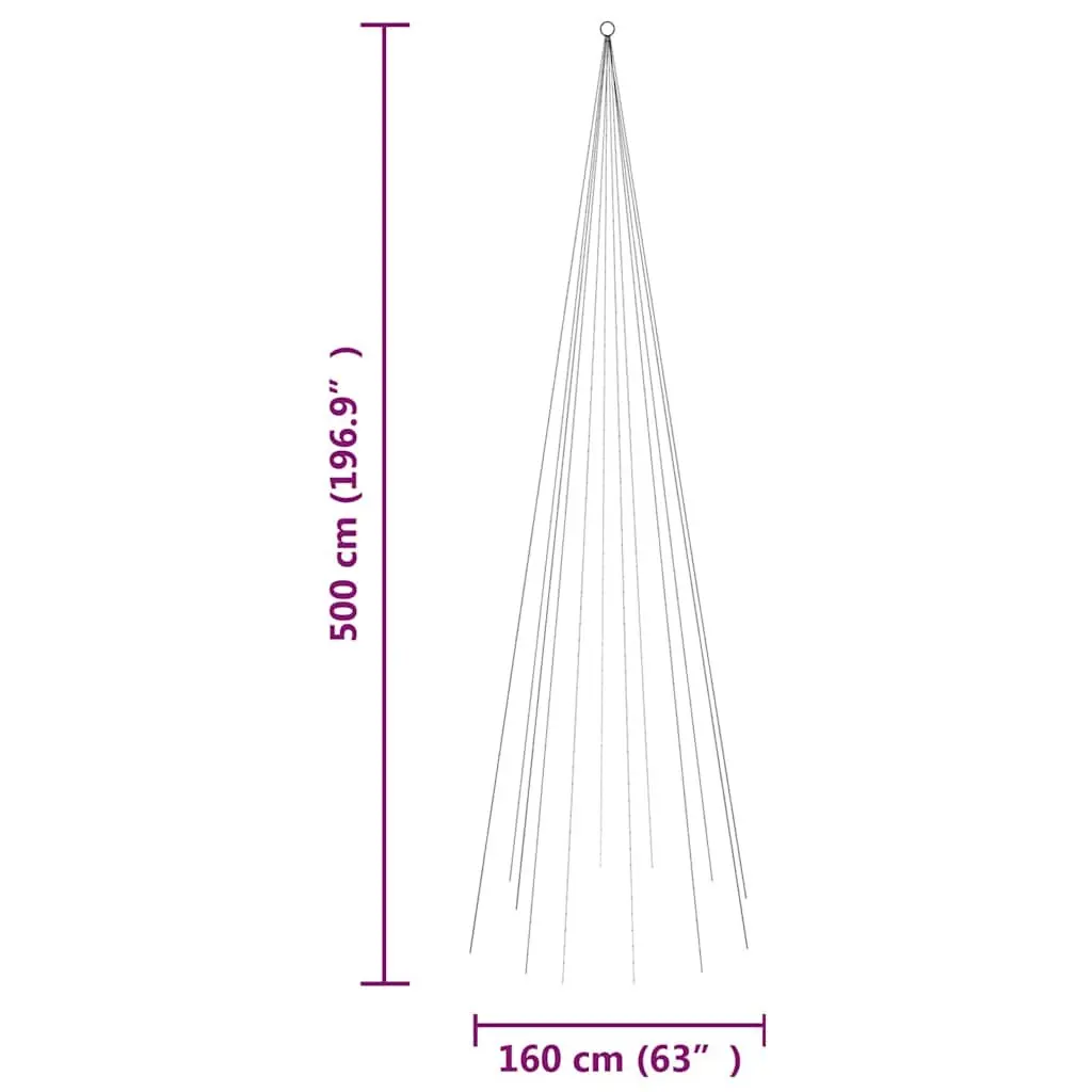 LED Christmas Tree 500cm Warm White 732 LEDs 8 Effects