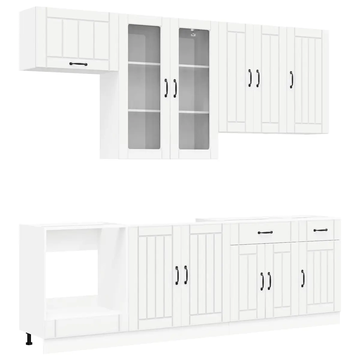 Kitchen Cabinet 8 Piece Engineered Wood Storage Unit White