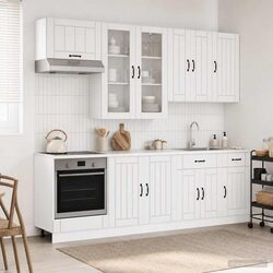 High Gloss White Engineered Wood Kitchen Storage Unit 8 pcs