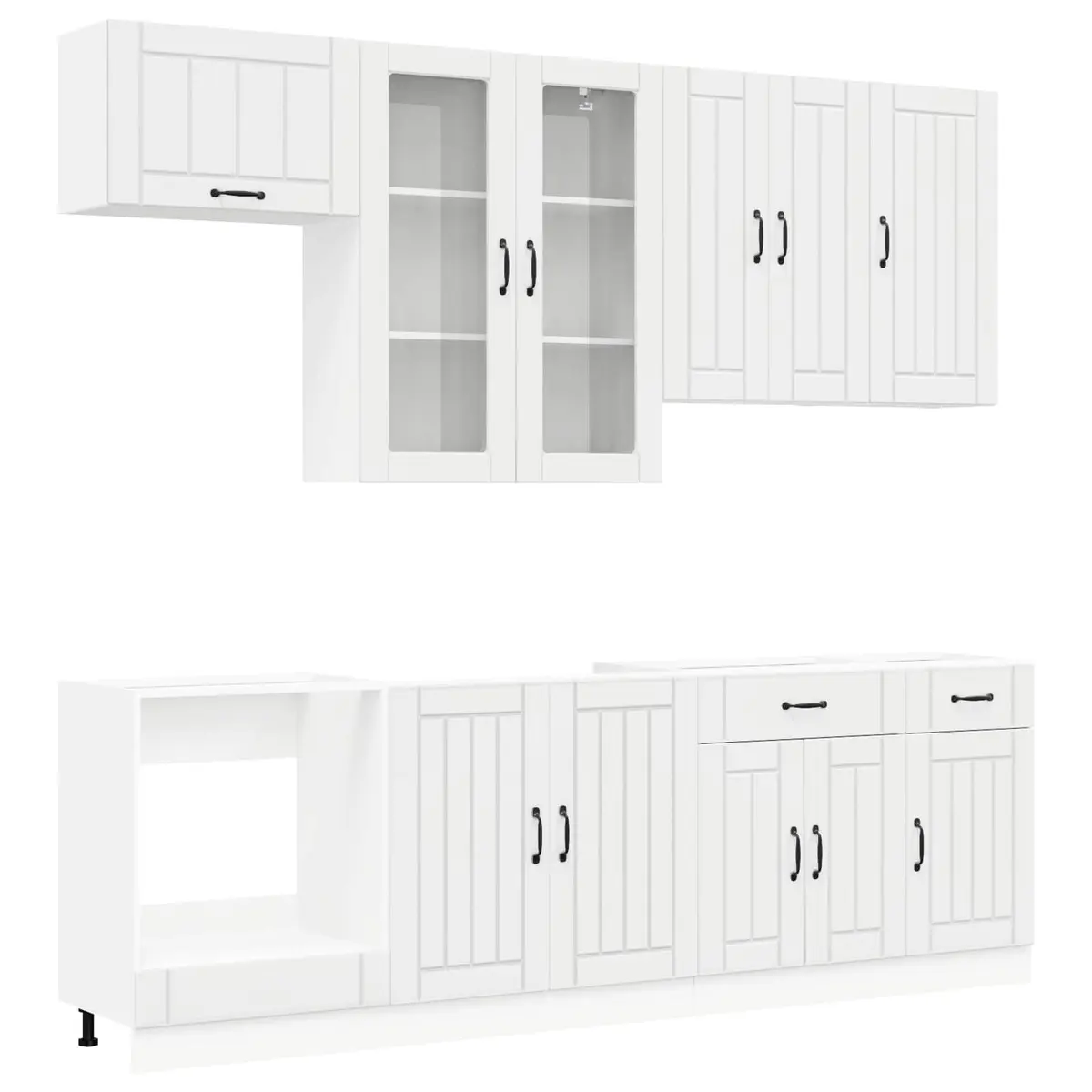 High Gloss White Engineered Wood Kitchen Storage Unit 8 pcs