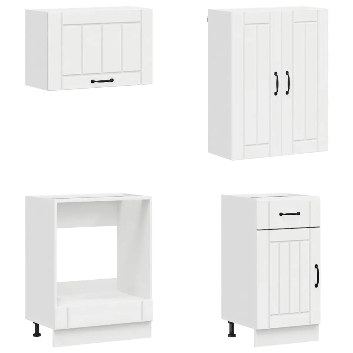 High Gloss White Engineered Wood Kitchen Storage Unit 8 pcs