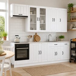 Kitchen Unit 8 pcs White Storage Cabinet Engineered Wood Modern Design