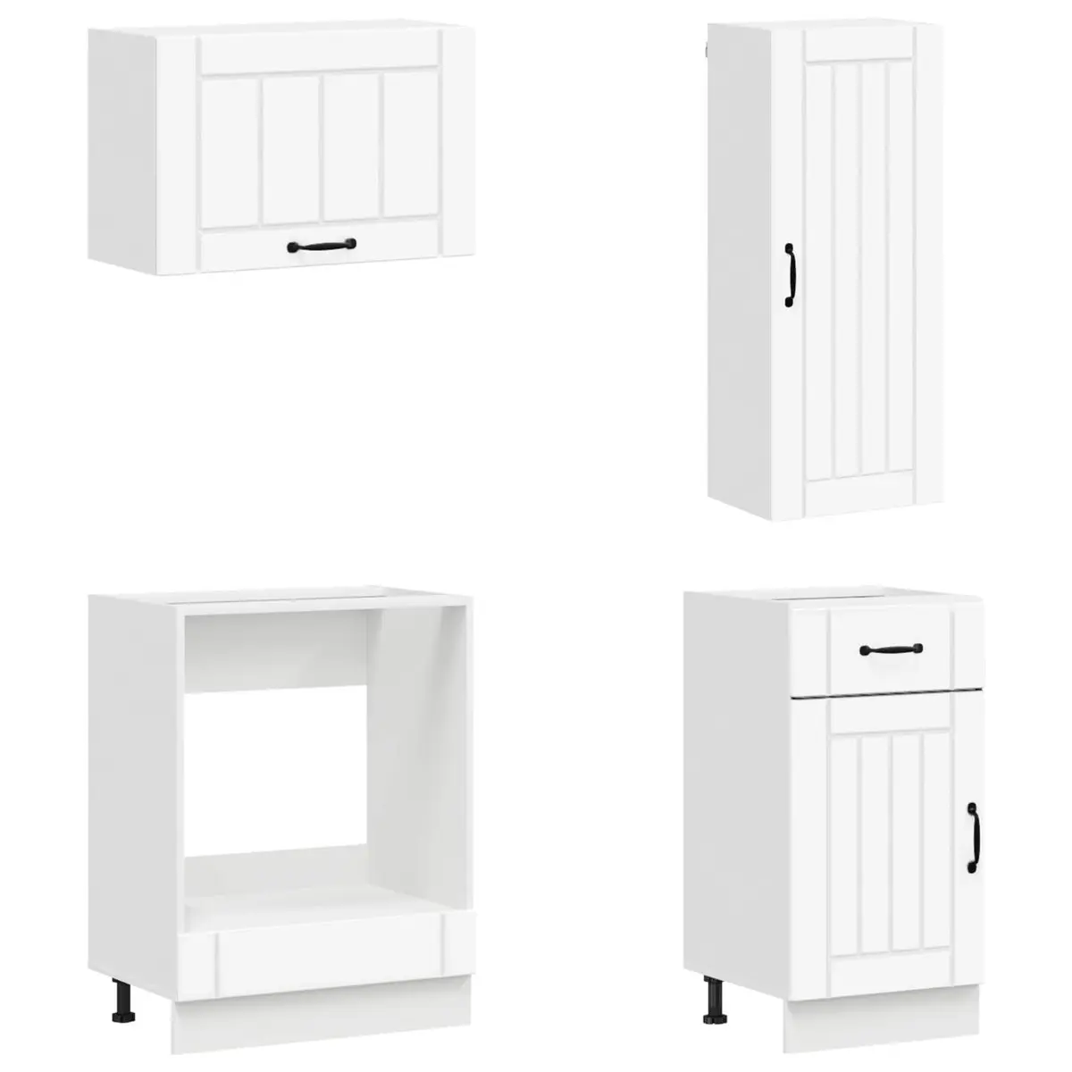 Kitchen Unit 8 pcs White Storage Cabinet Engineered Wood Modern Design