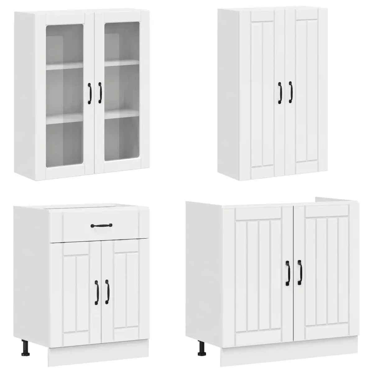 8 Piece High Gloss White Kitchen Storage Cabinet Set