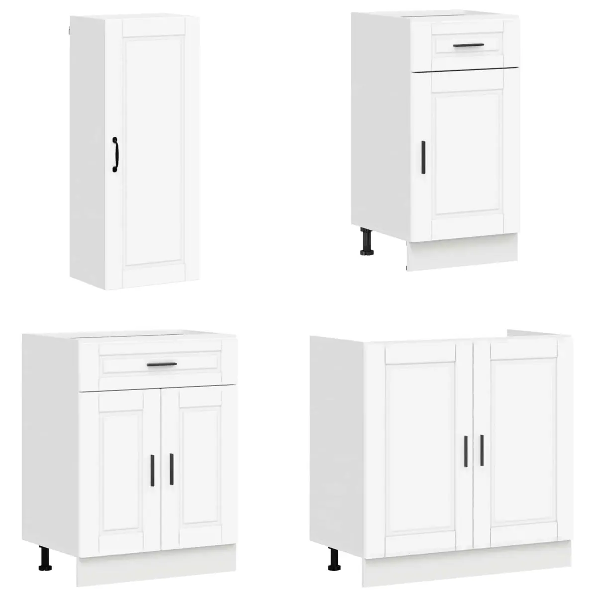 Kitchen Unit Engineered Wood 8 Piece White Storage Cabinet Cupboard