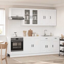 High Gloss White 8 Piece Engineered Wood Kitchen Storage Set