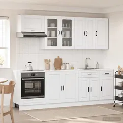 High Gloss White 8 Piece Engineered Wood Kitchen Storage Set
