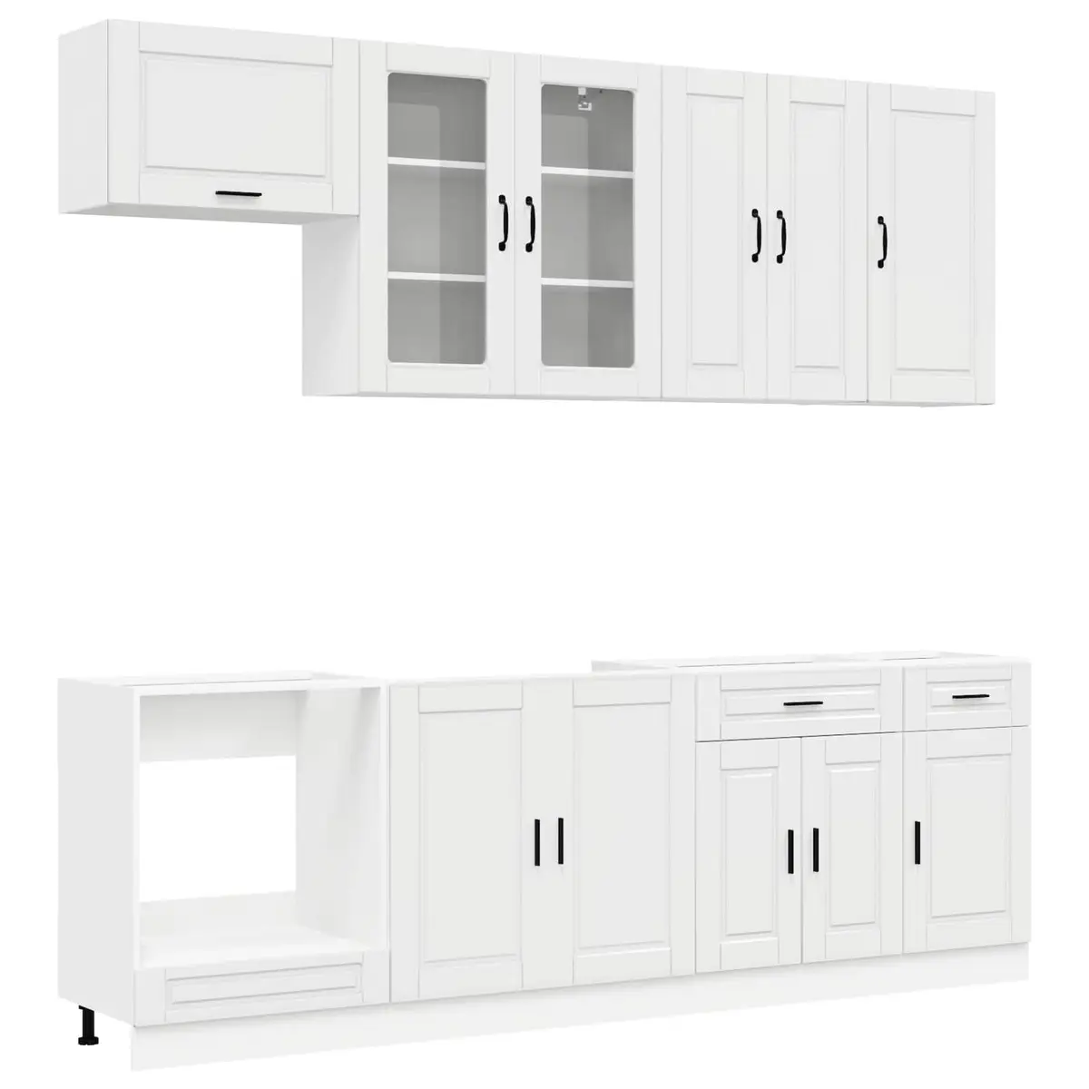 Kitchen Cabinet Set 8 Piece Engineered Wood High Gloss White