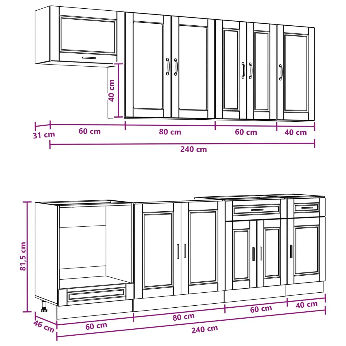 Kitchen Cabinet Set 8 Piece Engineered Wood High Gloss White