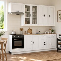 Contemporary White Engineered Wood Storage Cabinet 8 Pieces