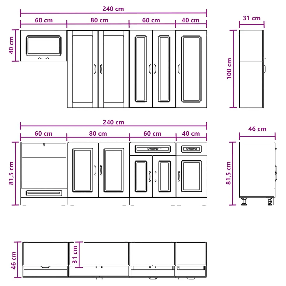 Kitchen Unit Engineered Wood 8 Pieces White