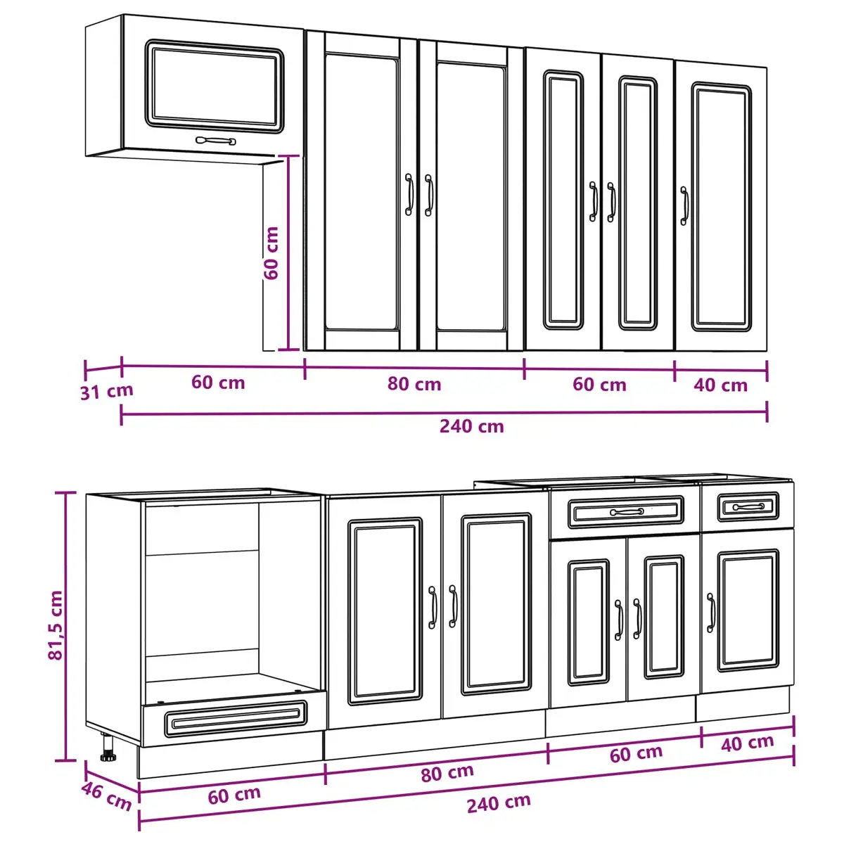 Kitchen Unit Engineered Wood 8 Pieces White