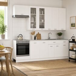 White Engineered Wood Kitchen Unit 8-Piece Storage Set