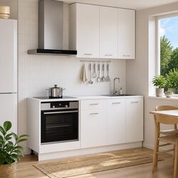 5 Piece White Engineered Wood Kitchen Cabinet Unit