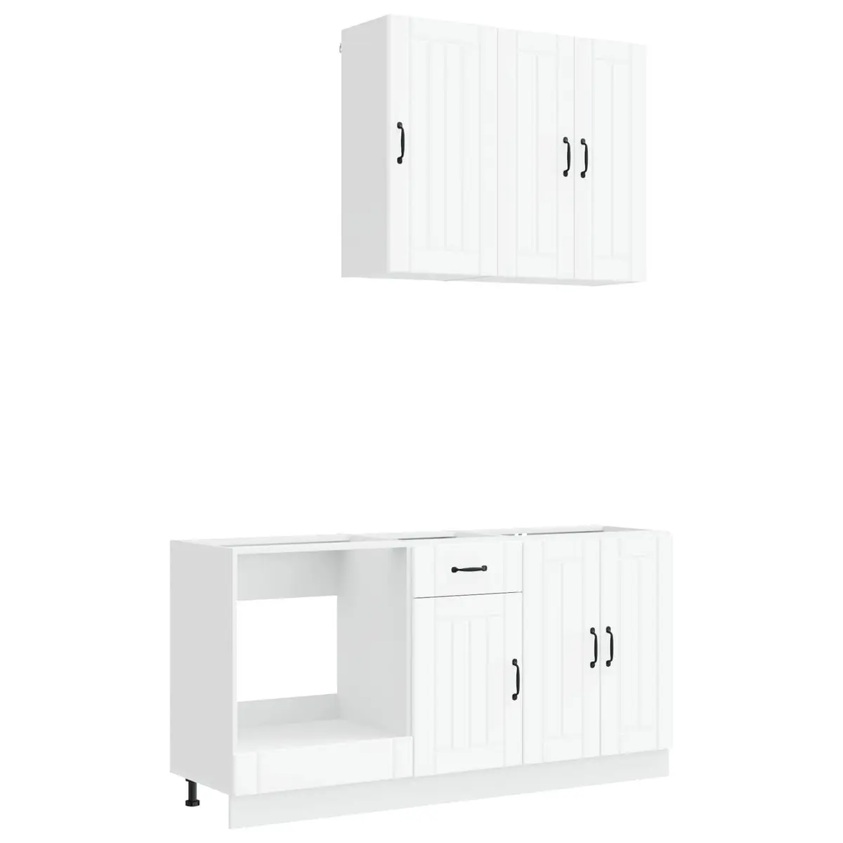 Kitchen Unit Engineered Wood 5 Piece White Storage Cabinet Furniture