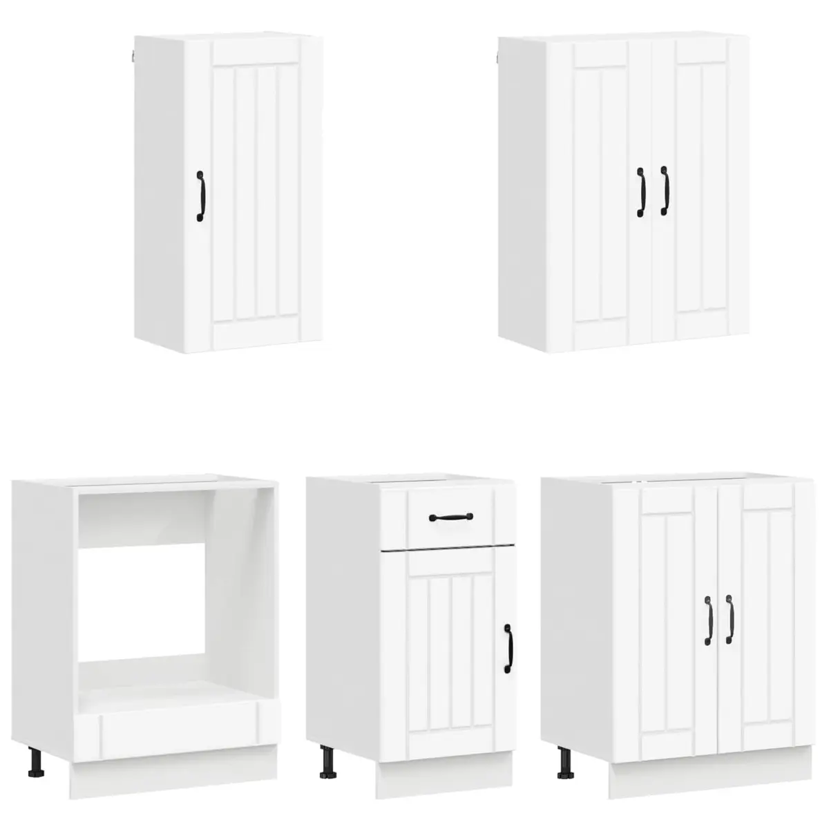 Kitchen Unit Engineered Wood 5 Piece White Storage Cabinet Furniture