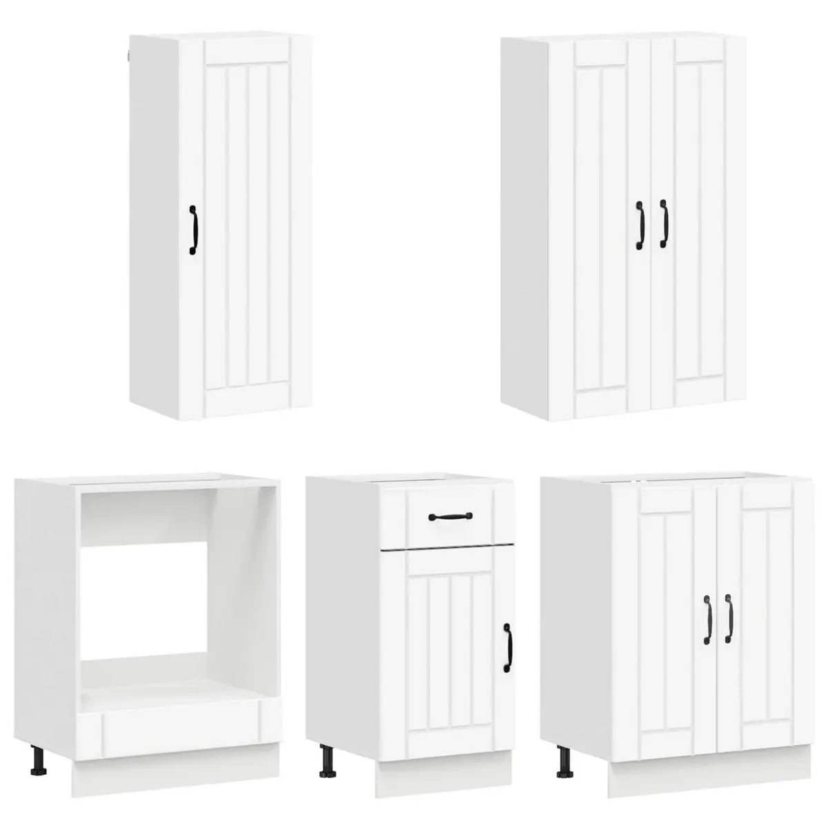 Kitchen Cabinet Set Engineered Wood 5 Piece White