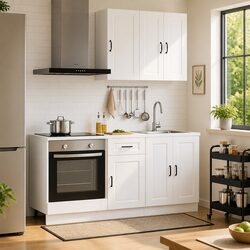 5-Piece White Engineered Wood Kitchen Storage Unit