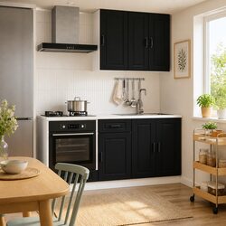 5-Piece Black Kitchen Cabinet Unit with Durable Design